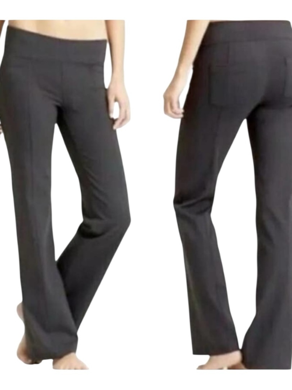 Athleta Metro Straight Pants Womens S Gray Stretch Yoga Travel Pocket Athleisure